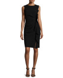 Tamara Sleeveless Ruffle-Trim Sheath Dress, Black