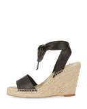 Harper Ankle-Wrap Wedge Espadrille Sandal, Black