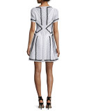 Ric-Rac Design Flounce Dress, Alabaster Combo