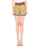 Koray Horse Tie Printed Shorts, Horses Ties Yellow