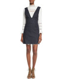 Lace-Trim Long-Sleeve Pintuck Blouse