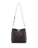 Rockstud Small Flip-Lock Messenger Bag, Black