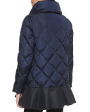 Vouglans Flounce-Hem Puffer Coat, Black/Navy