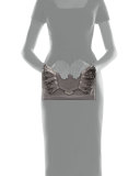 Isabella Laser-Cut Ruffled Clutch Bag, Dark Gray