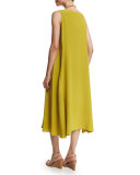 Sleeveless Bateau-Neck Dress, Dark Olive Oil