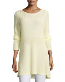 Shaker-Knit Organic Linen Sweater