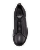 Grained Leather Slip-On Sneaker, Black