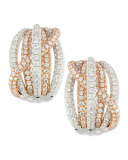 18k Rose & White Gold Pave Diamond Crossover Earrings
