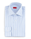 Wide Stripe Dress Shirt, Light Blue