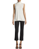 Leo Cropped Flare-Leg Pants, Black