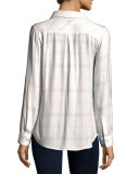 Hunter Plaid Long-Sleeve Shirt, White/Rose