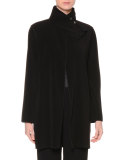 Mock-Neck Open-Front Jacket, Black