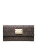 Jet Set Logo Checkbook Wallet, Brown