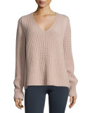Ribbed V-Neck Pullover Sweater, Dust