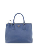 Saffiano Small Double-Zip Executive Tote Bag, Blue (Astrale)