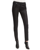 Five-Pocket Coated-Denim Jeans, Black/Multi