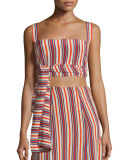 Frederick Silk Striped Crop Top, Multicolor