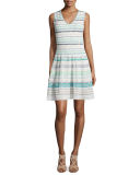 Sleeveless V-Neck Striped Dress