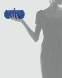 Woven Faille Large Knot Clutch Bag, Signal Blue Royal