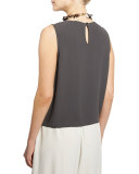 Sleeveless Short Silk Shell