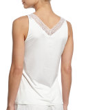 Sandra Lounge Tank W/Lace Trim, Off White 