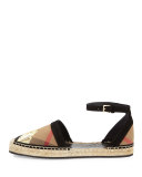 Abbingdon Sequined Check Espadrille Flat Sandal, House Check/Gold