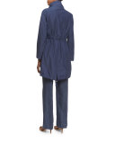 Polished Midi Drawstring Raincoat 