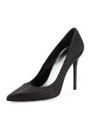 Nouveau Metallic Pointy-Toe Pump, Black