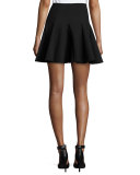 Pleated Fit-&-Flare Skirt, Black