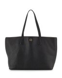 Perry Leather Tote Bag, Black/Beige