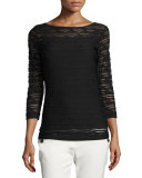 3/4-Sleeve Ribbon Illusion Top 
