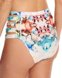 Chloe Strappy-Side High-Waist Swim Bottom, Cuban Floral