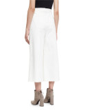 Agathe Stretch Poplin Wrap Culottes, Ivory