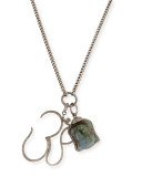 Carved Labradorite Buddha & Diamond Pave Om Pendant Necklace