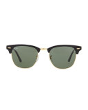 Classic Clubmaster Sunglasses, Black/Green 