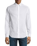 Tonal Textured Jacquard Sport Shirt, White