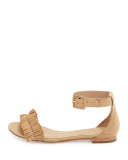 Ferris Fringe Suede Sandal, Buff