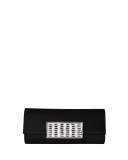 Ritz Fizz Crystal-Buckle Clutch Bag, Black/Silver