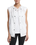 Drawstring Hooded Training Vest, White 