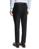 Flat-Front Slim-Fit Pants, Charcoal Melange
