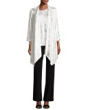 Silver Cloud Knit Long Tank, White/Silver