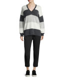 Wool-Blend Carrot Pants, Heather Charcoal
