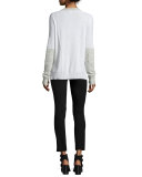Tamara Melange Cashmere Pullover Sweater, Light Gray
