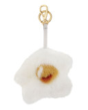 Mink-Fur Egg Charm for Handbag, White