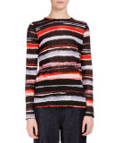 Long-Sleeve Cactus-Striped T-Shirt, Poppy/Maroon Stripe