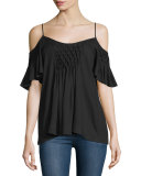 Stella Cold-Shoulder Top, Black