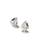 Rhodium-Plated Sterling Silver Sailboat Cuff Links