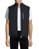 Water-Repellant Microfiber Twill Vest, Navy Blue