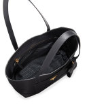 Medium Vitello Diano Open Tote Bag, Black (Nero)