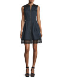 Sleeveless Lace-Trim Dress, Navy Yard